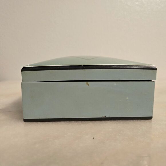 1920 Lucite Empire Turquoise Vanity Trinket Box Art Deco Jewelry box Greek Theme - Picture 10 of 12